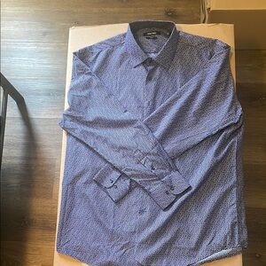 Nine West Blue Dress Shirt with Subtle Pattern